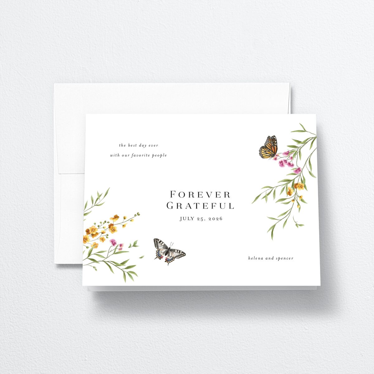 Rustic Butterflies Thank You Cards Pure White
