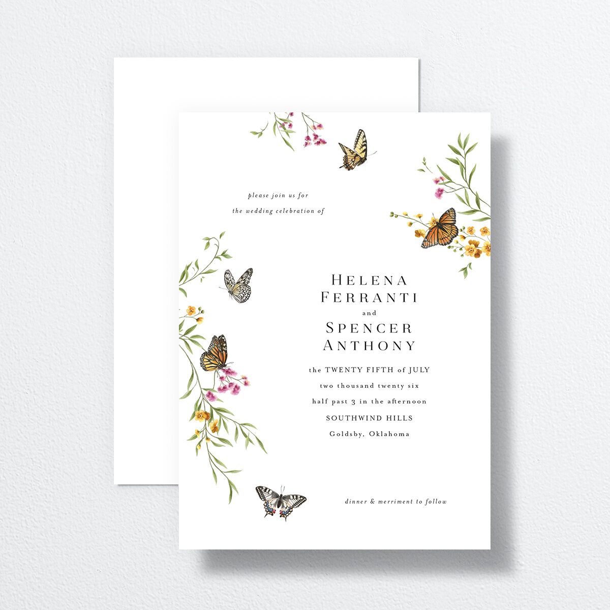 Rustic Butterflies Wedding Invitations Pure White Signature No Standard