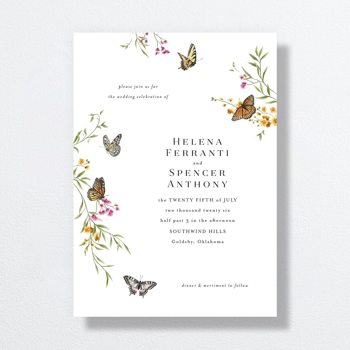 Rustic Butterflies Wedding Invitations Pure White Signature No Standard