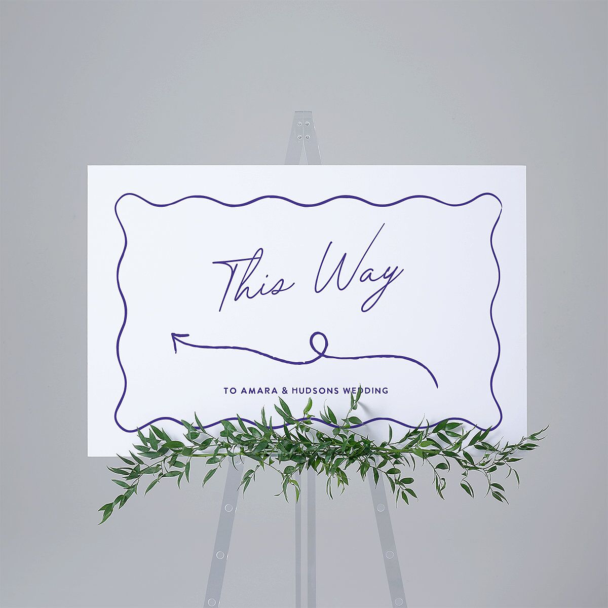 Hand Drawn Wavy Border Standard Direction Sign Large Sapphire Standard Indoor Foam Core L Direction