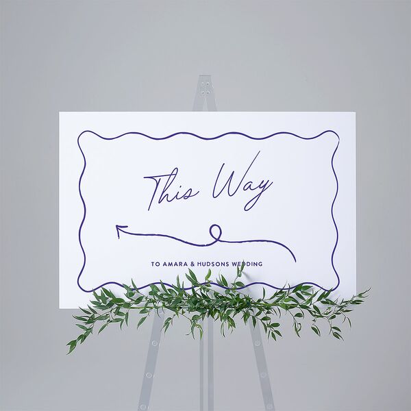 Hand Drawn Wavy Border Standard Direction Sign Large Sapphire Standard Indoor Foam Core L Direction