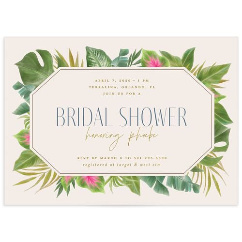 Tropical Frame Bridal Shower Invitations Regency Blue Signature
