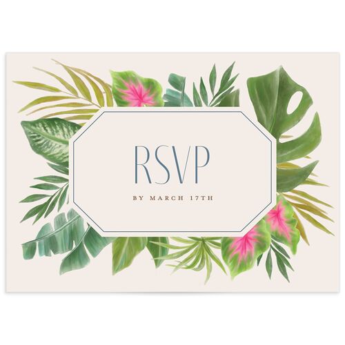 Tropical Frame Wedding Response Cards Regency Blue Signature