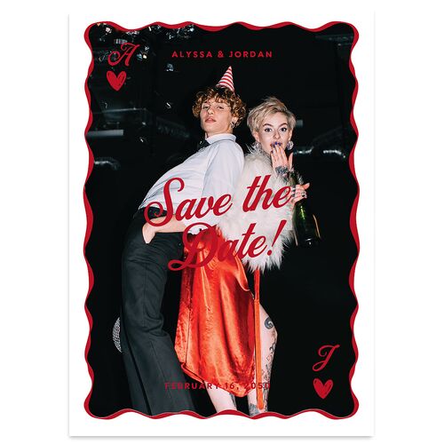 Hand Drawn Las Vegas Hearts Save the Date Cards Ruby Signature smooth Blank No Standard