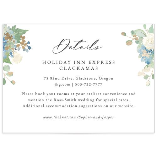 Gilded Hydrangea Wedding Enclosure Cards