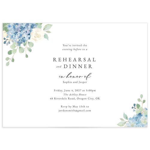 Gilded Hydrangea Rehearsal Dinner Invitations