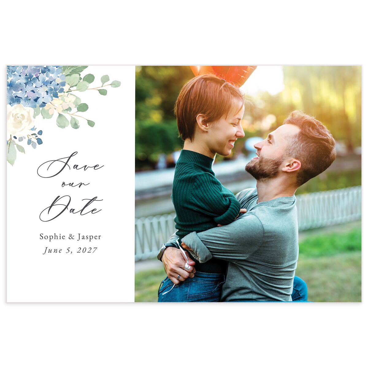 Gilded Hydrangea Save the Date Postcards