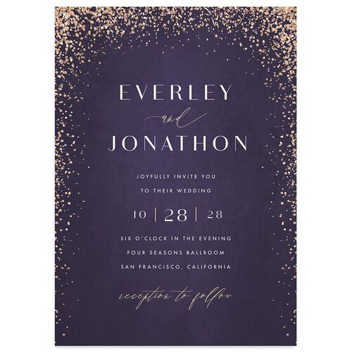 Sparkling Romance Wedding Invitations Plum Signature Blank No Standard
