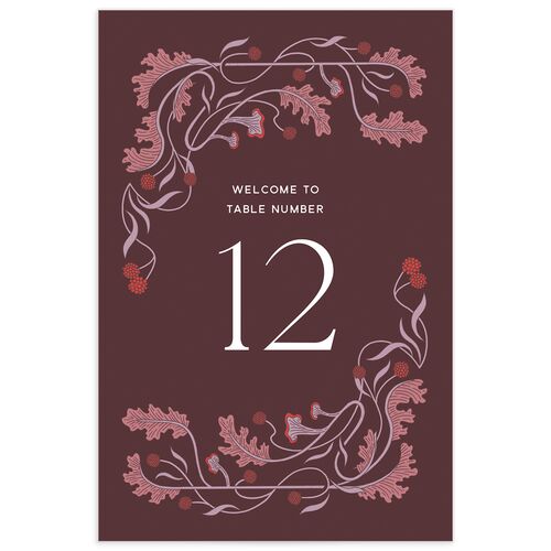 Climbing Leaves Table Numbers Burgundy Signature smooth