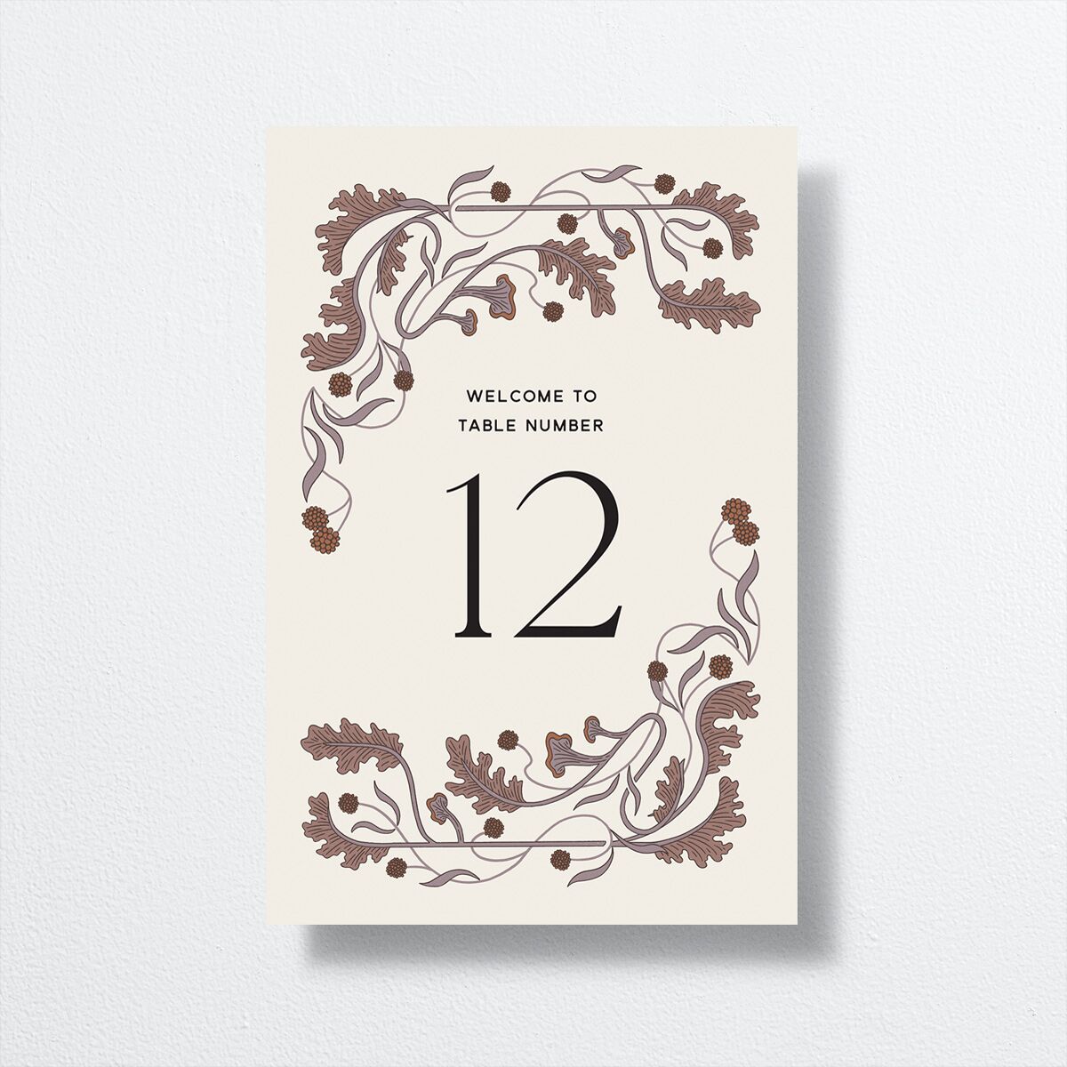 Climbing Leaves Table Numbers Copper Signature