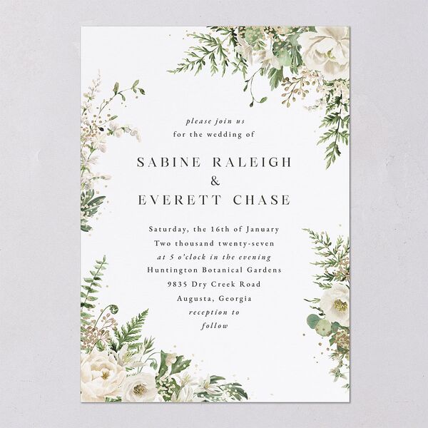 Gilded Fern Frame Wedding Invitations Gold Linen Signature Blank No Standard