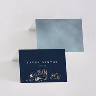 Mountain Sky Foil Place Cards Gold Navy Signature