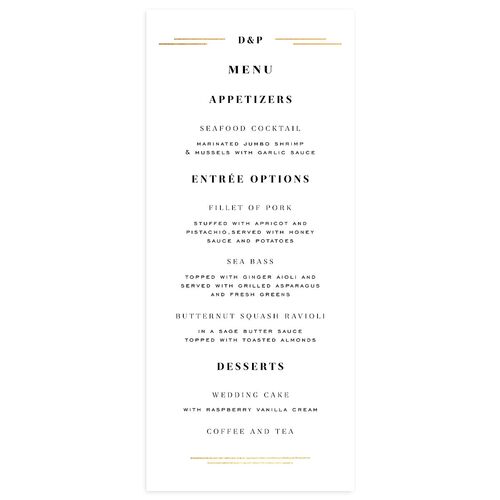 Framed Photo Foil Menus Gold Pure White Signature