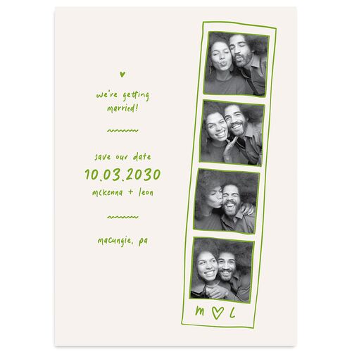 Hand Drawn Photo Strip Save the Date Cards Peridot Signature smooth Blank No Standard