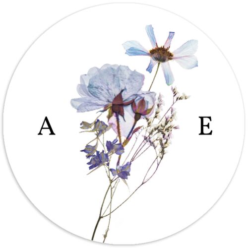 Pressed Flowers Wedding Stickers Regency Blue