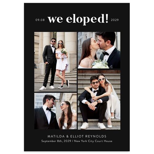 Photo Elopement Wedding Invitations Charcoal Signature Blank No Standard