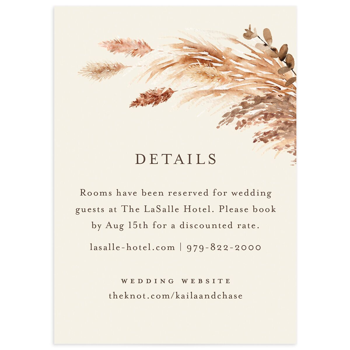 Soft Pampas Wedding Enclosure Cards