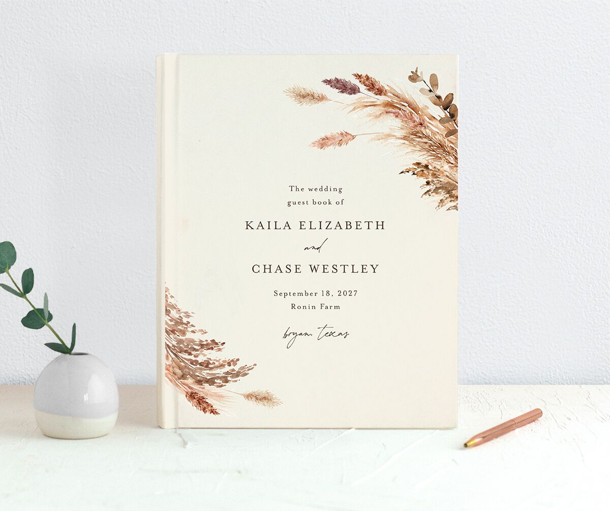 Soft Pampas Guest Books Sepia