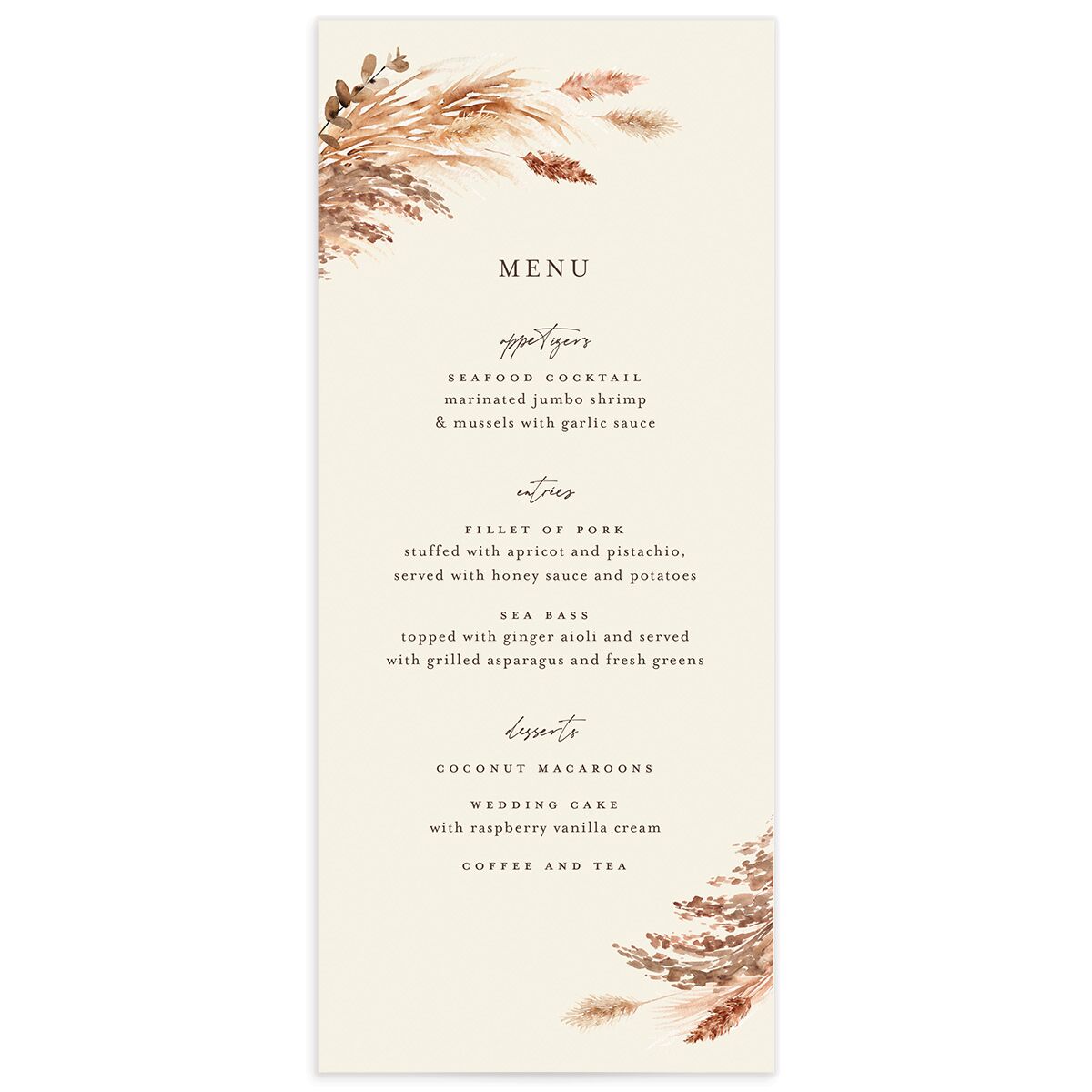 Soft Pampas Menus