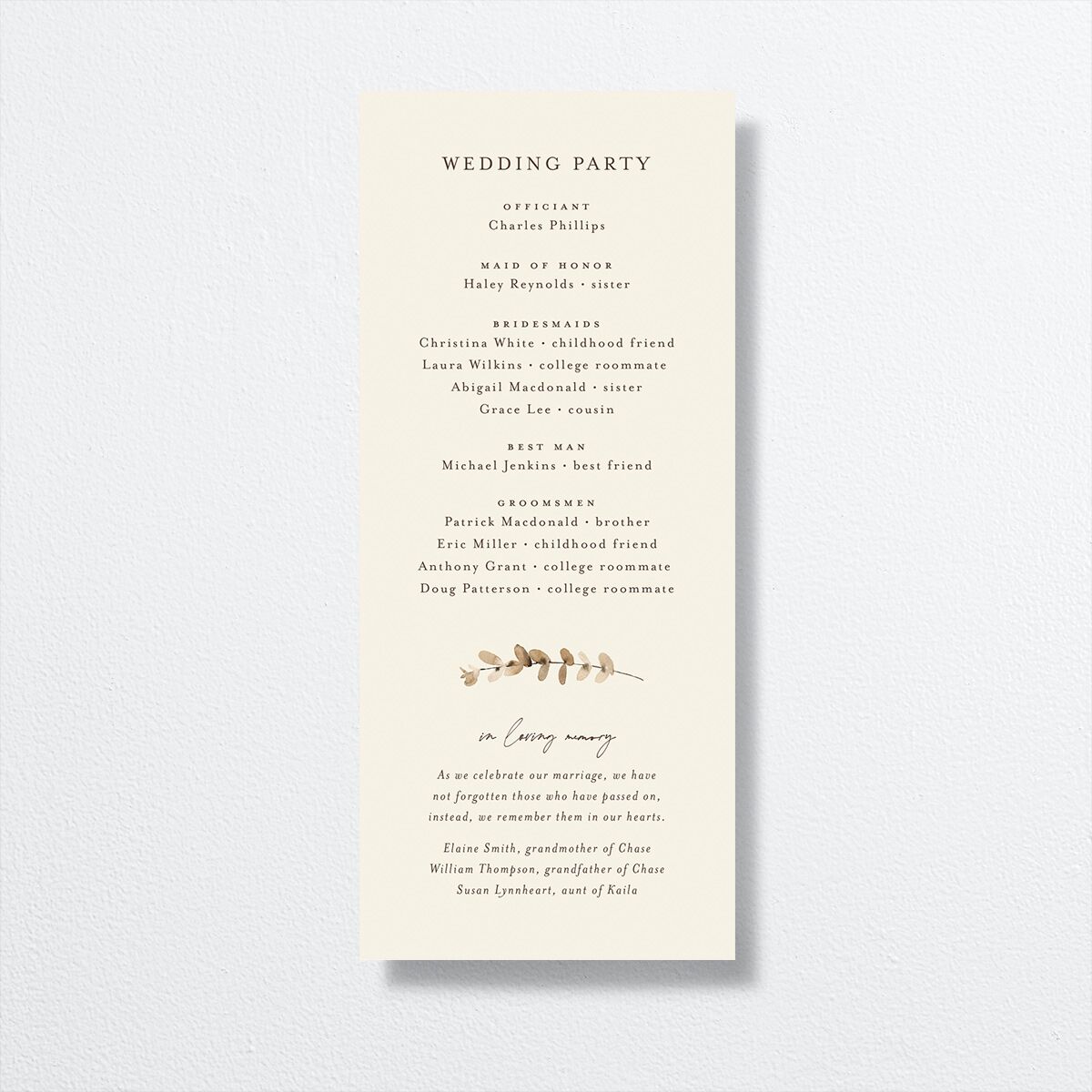 Soft Pampas Wedding Programs Sepia Signature
