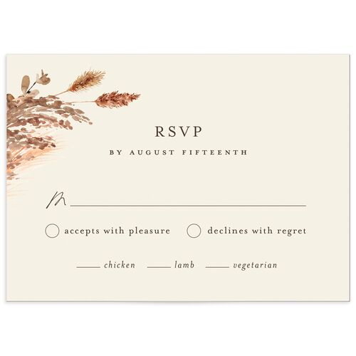 Soft Pampas Wedding Response Cards - Brown
