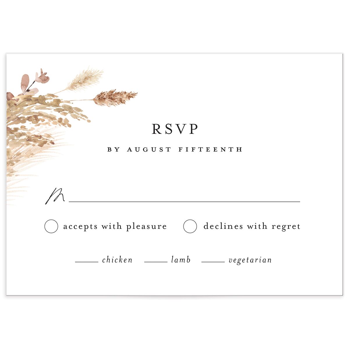 Soft Pampas Wedding Response Cards