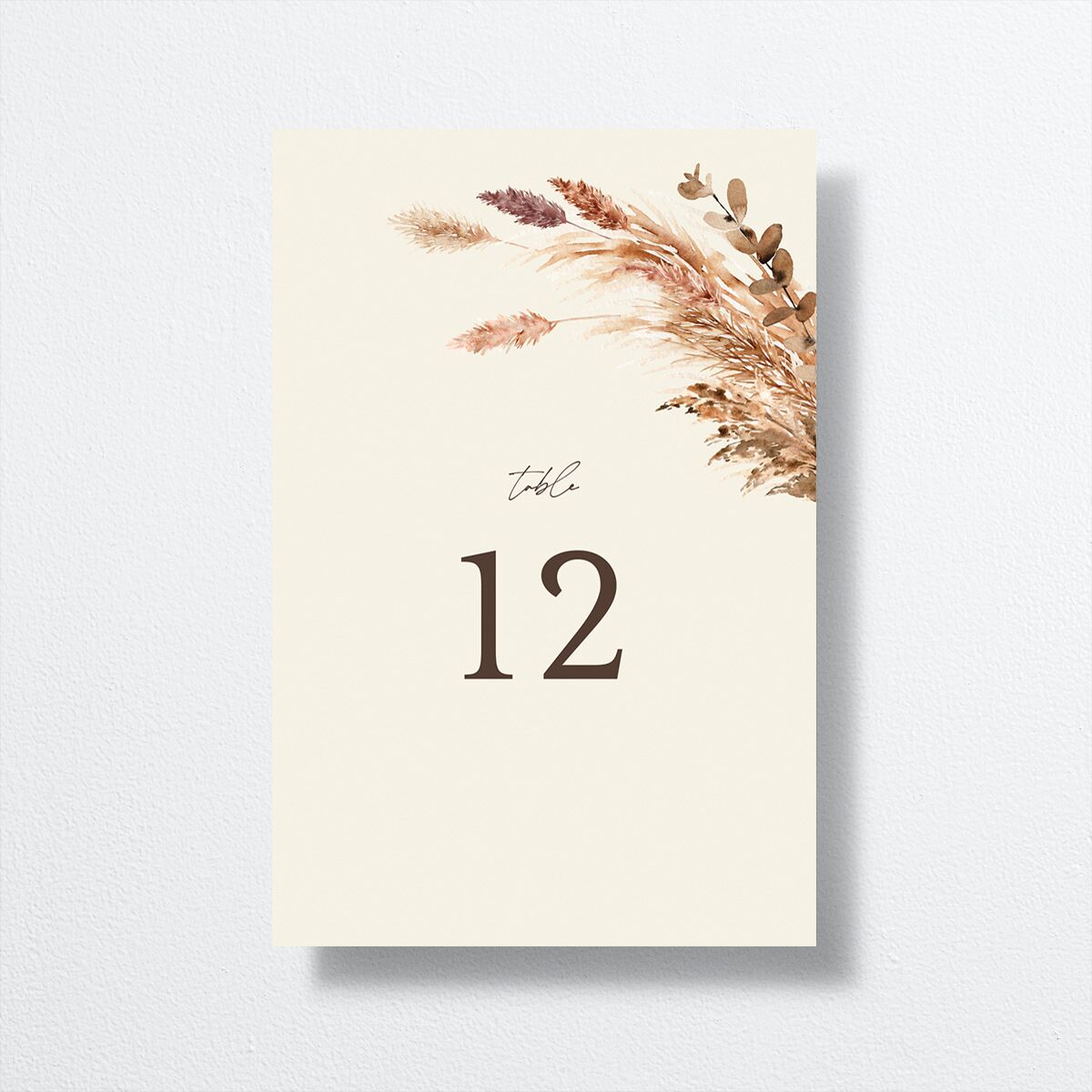 Soft Pampas Table Numbers Sepia Signature