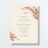 Soft Pampas Wedding Invitations Sepia Signature No Standard