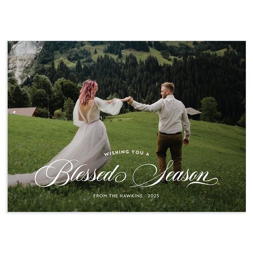 Blessed Season Holiday Cards Hunter Green Signature Blank