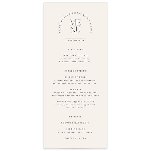 Photo Arch Menus - Cream