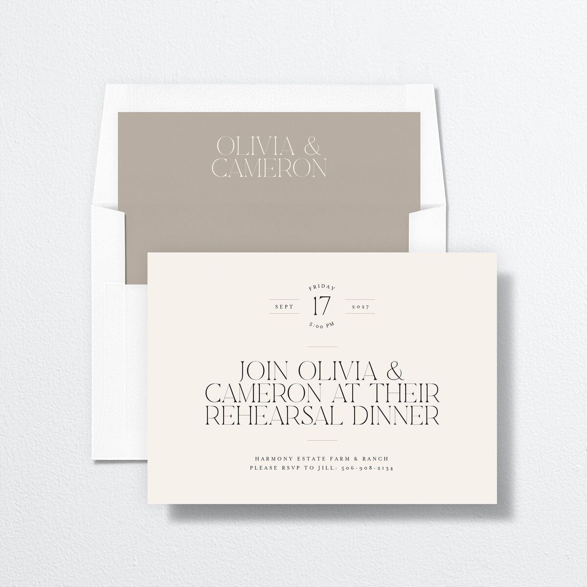 Photo Arch Rehearsal Dinner Invitations Taupe Signature Standard