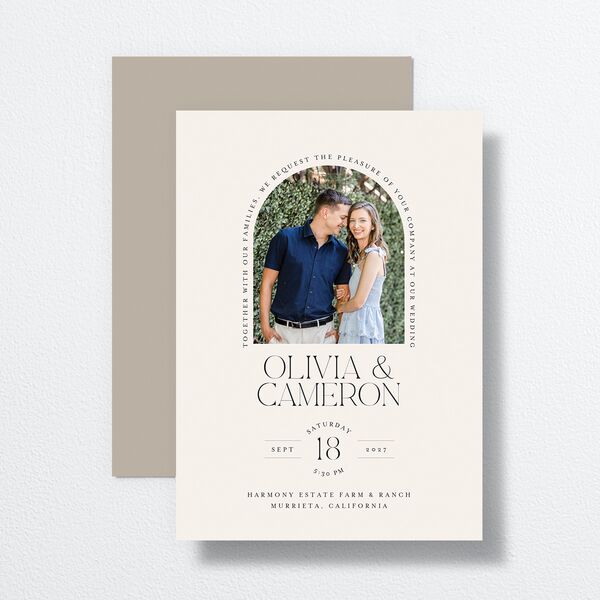Photo Arch Wedding Invitations Taupe Signature No Standard