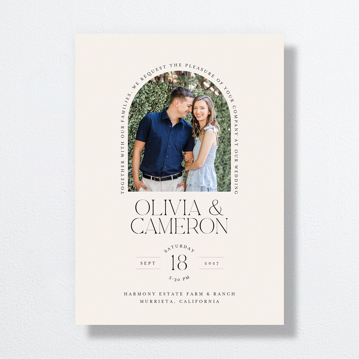 Photo Arch Wedding Invitations Taupe Signature No Standard