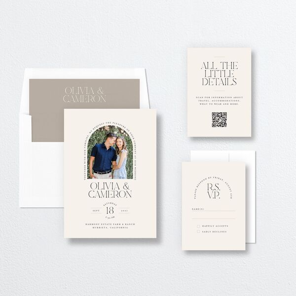 Photo Arch Wedding Invitations Taupe Signature No Standard