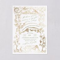 Vintage Toile Foil Wedding Invitations Gold Greenery Signature Blank No Standard