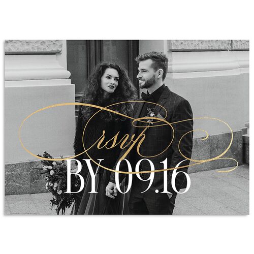 Polished Photo Foil Wedding Response Cards Licorice Gold Signature Standard