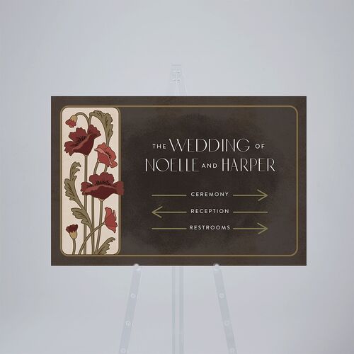 Vintage Nouveau Floral Standard Direction Sign Large Merlot Standard Outdoor Corrugated L Direction
