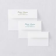Cabana Stripes Save the Date Magnet Envelopes Olive Standard White Both Recipient and Return Addresses Signature