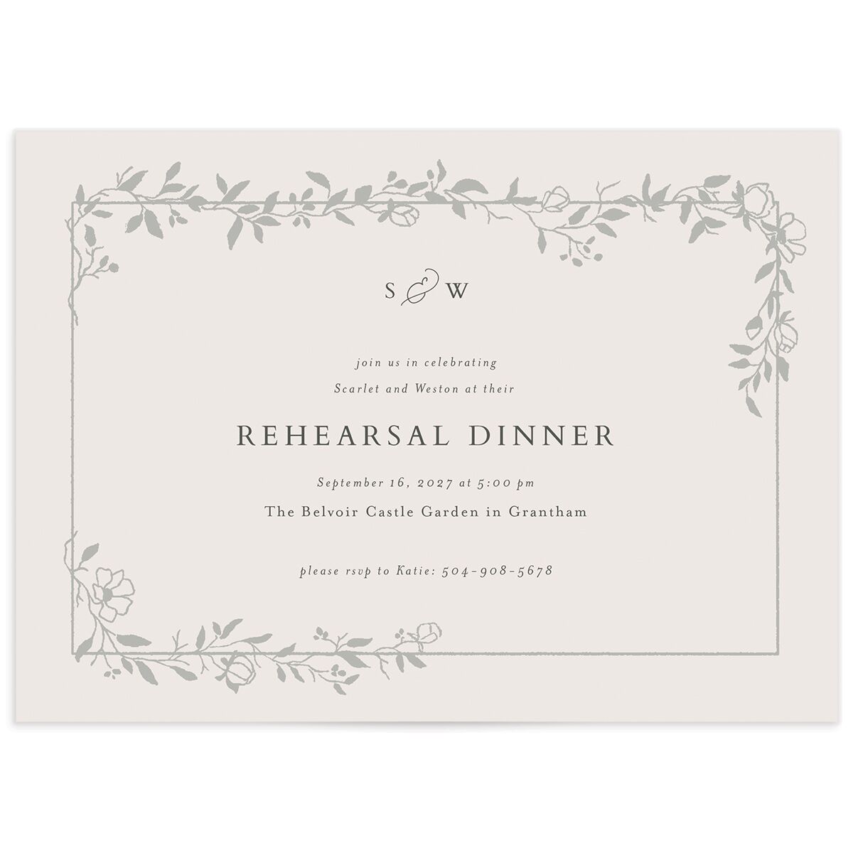 Delicate Vines Rehearsal Dinner Invitations
