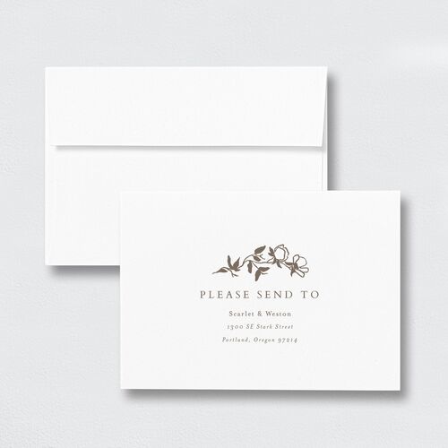 Delicate Vines Response Card Envelopes White Standard Sepia Return Address Signature