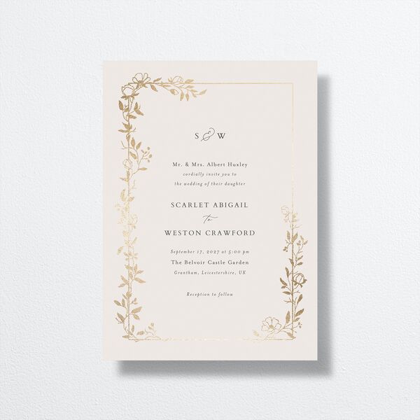 Delicate Vines Wedding Invitations Gold Hunter Green Signature No