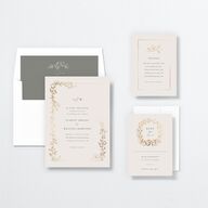 Delicate Vines Wedding Invitations Gold Hunter Green Signature No