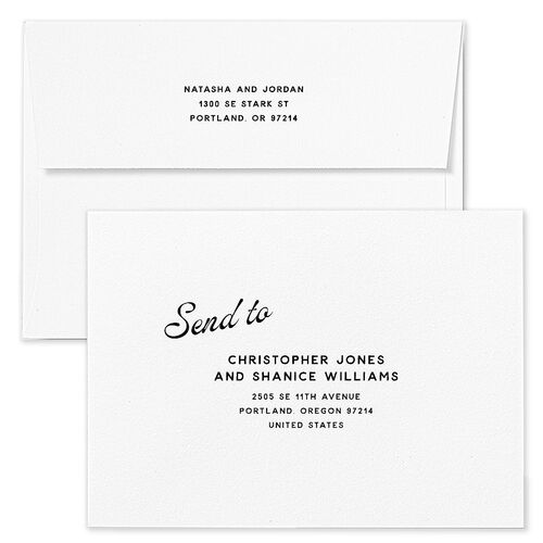 Retro Typography Photo Save The Date Card Envelopes Pure White White Recipient Address Signature Standard