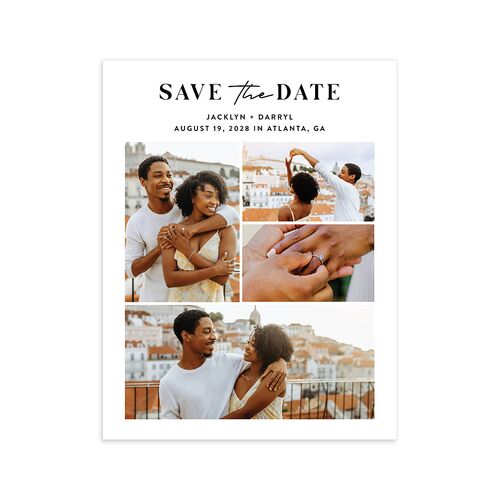 Gilded Photo Grid Save the Date Petite Cards Pure White No Signature smooth Blank Standard