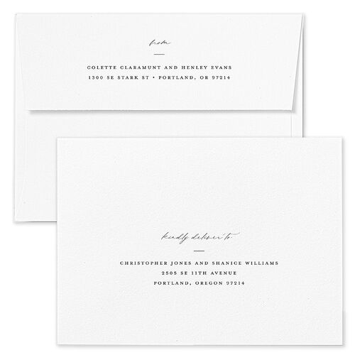 Refined Wedding Invitation Envelopes White Standard Pure White Both Recipient and Return Addresses Signature