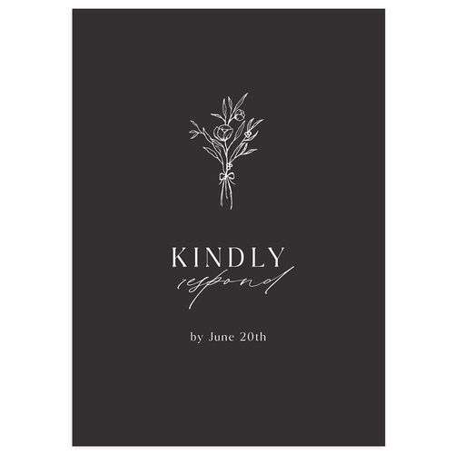 Simple Boho Flowers Wedding Response Cards Charcoal Signature Standard