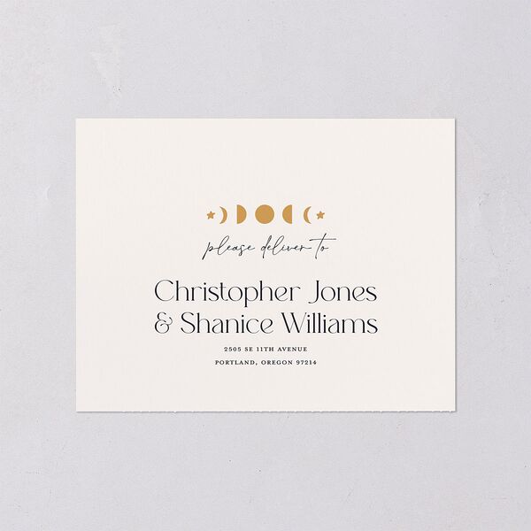 Celestial Galaxy All-in-One Wedding Invitations Dark Navy Signature Light Both Recipient and Return Addresses No