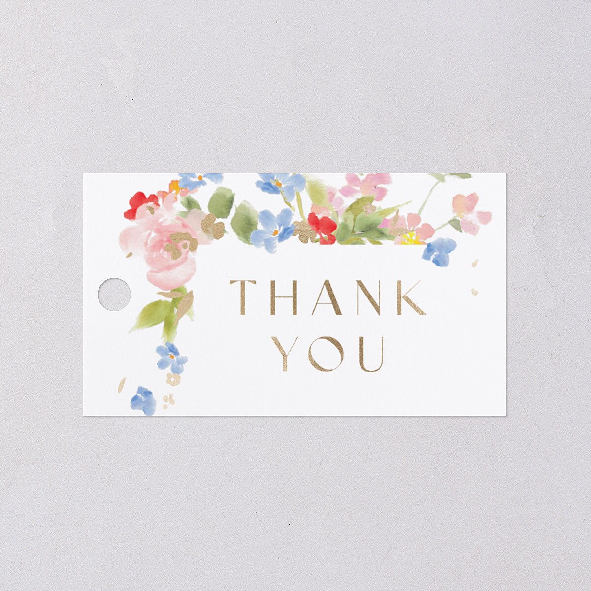 Scattered Blossoms Favor Gift Tags Gold Pastel Blue Signature