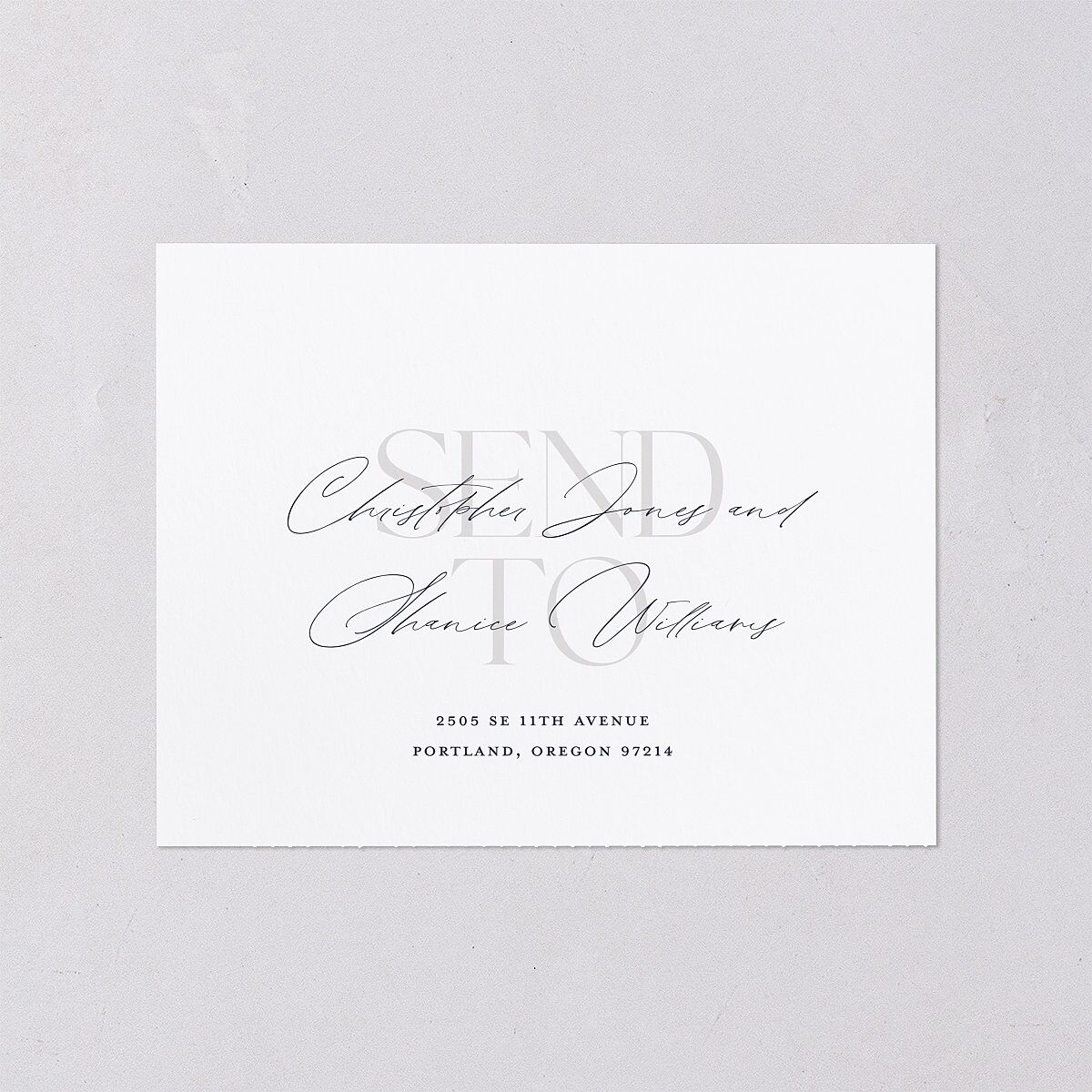 Overlay All-in-One Wedding Invitations Dark Navy Signature Light Both Recipient and Return Addresses No