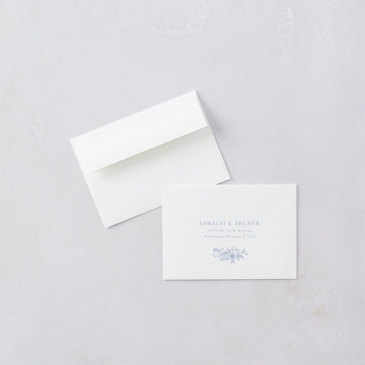Coastal Oysters and Anchors Response Card Envelopes White Sea Blue Return Address Signature Standard
